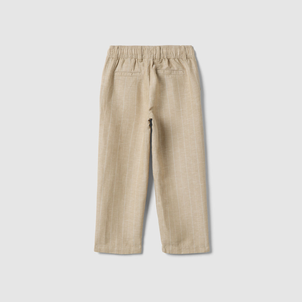 OVS | Pantalón Beige de Mezcla de Lino con Diseño a Rayas Infantil