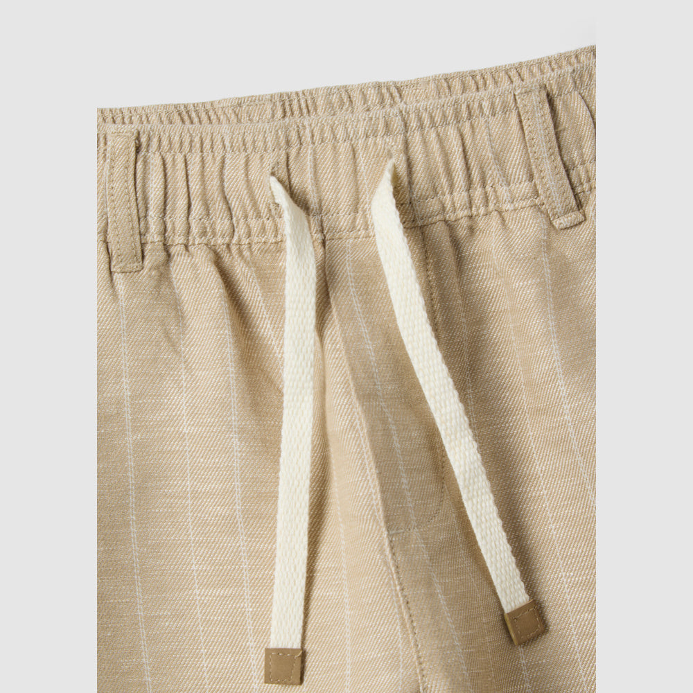 OVS | Pantalón Beige de Mezcla de Lino con Diseño a Rayas Infantil