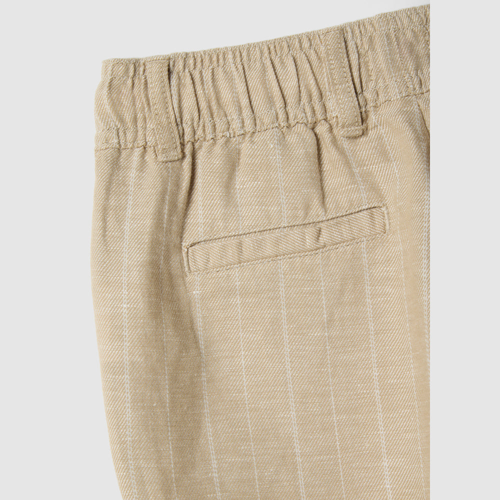 OVS | Pantalón Beige de Mezcla de Lino con Diseño a Rayas Infantil
