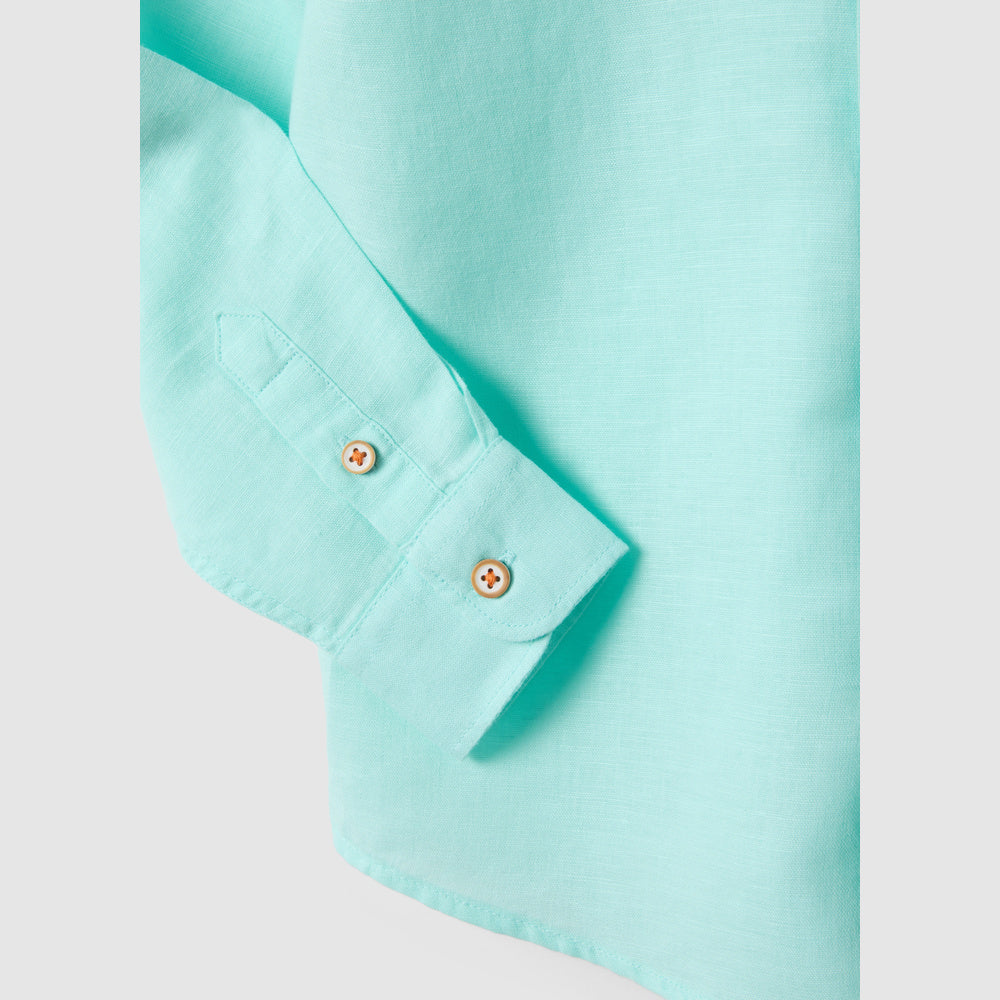 OVS | Camisa Azul de Mezcla de Lino con Bordados para Niño