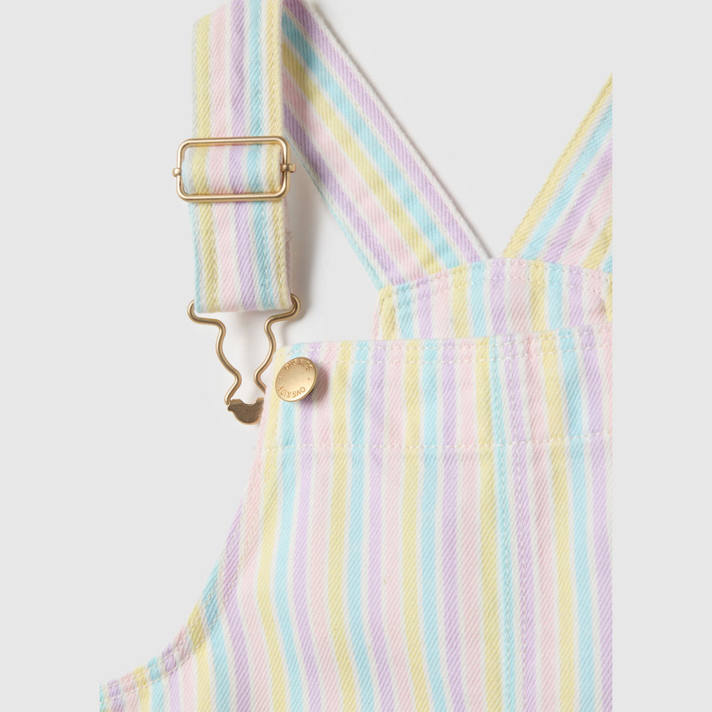 OVS | Overol multicolor de algodón puro con diseño a rayas para niña
