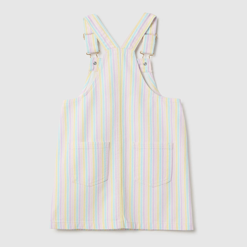OVS | Overol multicolor de algodón puro con diseño a rayas para niña