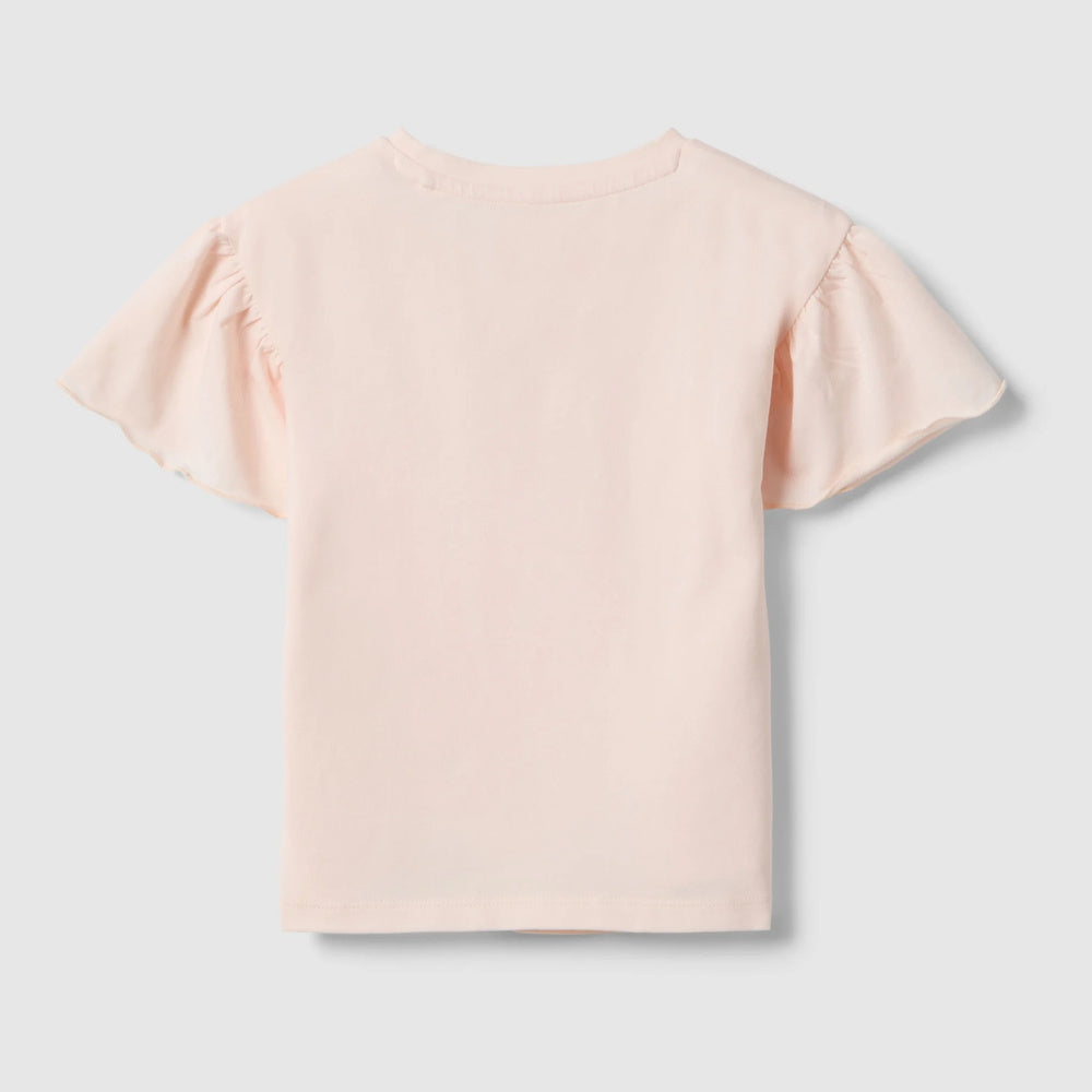 OVS | Camiseta rosa de algodón elástico con bordado floral para niña