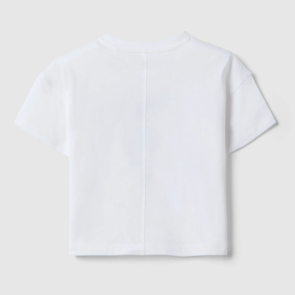 OVS | Camiseta blanca de algodón puro con estampado para niña