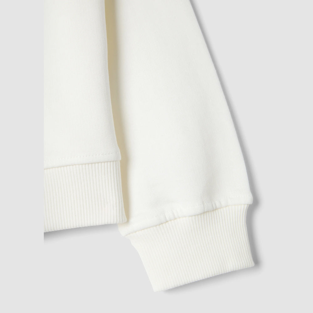 OVS | Sudadera blanca de algodón puro con bordado floral para niña