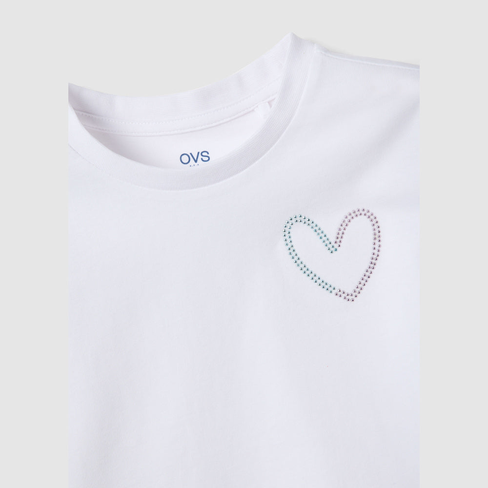 OVS | Camiseta de corte Boxy con Detalle de Corazones para Niña
