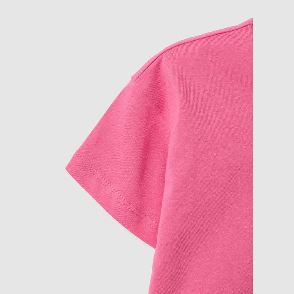 OVS | Camiseta Rosa de Algodón con Detalle de Corazones para Niña