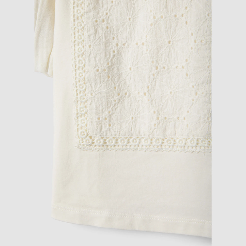 OVS | Camiseta blanca de algodón elástico con estampado y detalle cut-out para niña