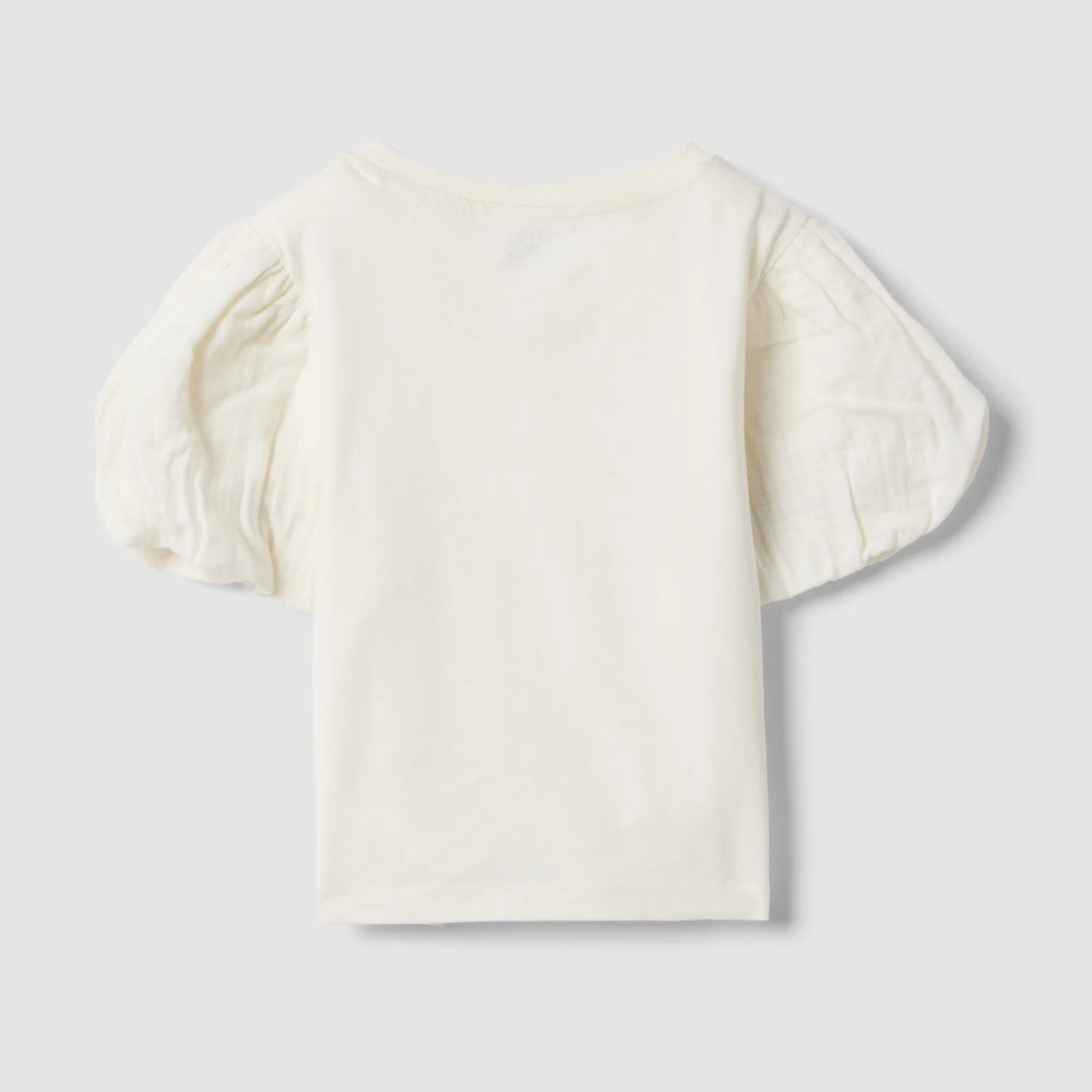 OVS | Camiseta blanca de algodón elástico con estampado y detalle cut-out para niña