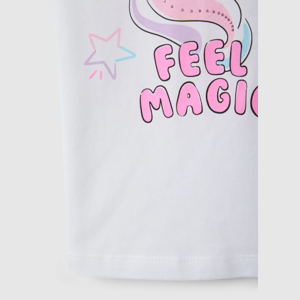 OVS | Camiseta blanca de algodón con estampado para niña