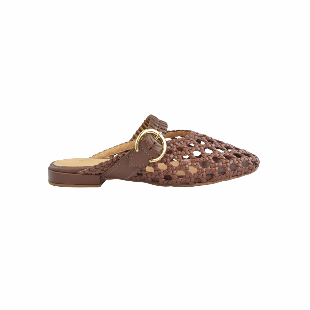 Mule Flat Tramado Handmade Chocolate Ferrucci - vista 1