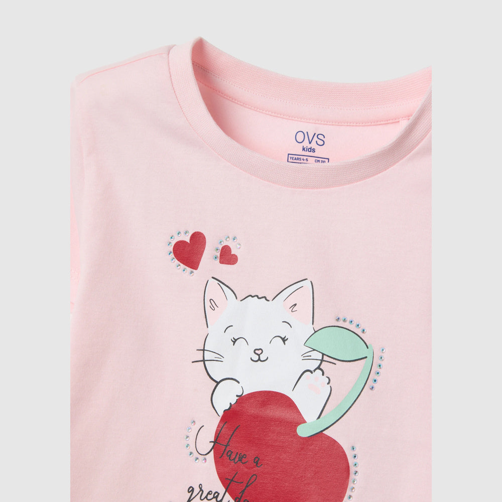 OVS | Conjunto de camiseta y shorts multicolor de algodón puro para niña