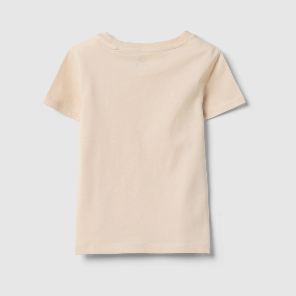 OVS | Camiseta beige de algodón puro con estampado para niña