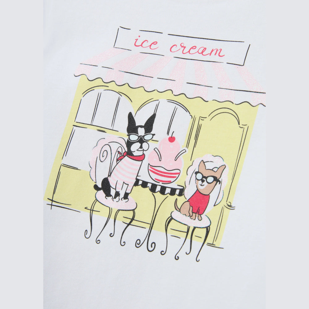 OVS | Camiseta blanca de algodón puro con estampado para niña