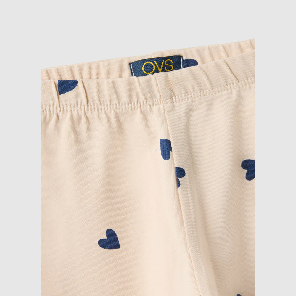 OVS | Leggings beige de algodón elástico de corte slim con estampado para niña