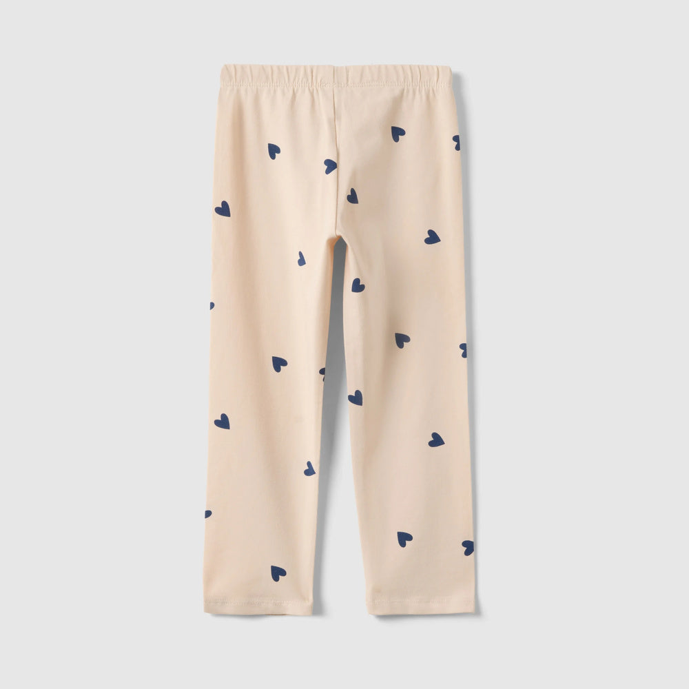 OVS | Leggings beige de algodón elástico de corte slim con estampado para niña