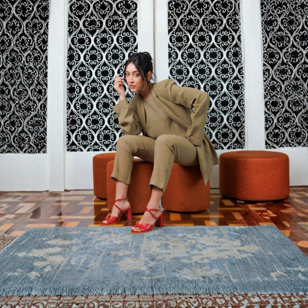 Sandalia Tacón Bloque Cuero Croco Italiano Rubi Ferrucci - vista 4