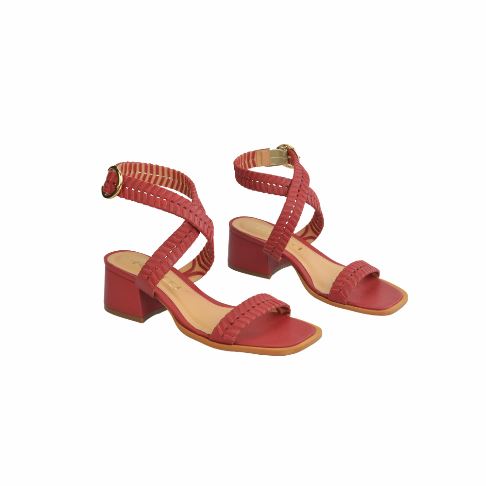 Sandalia Taco Bloque Detalle Handamade Cherry Cereja Ferrucci - vista 1