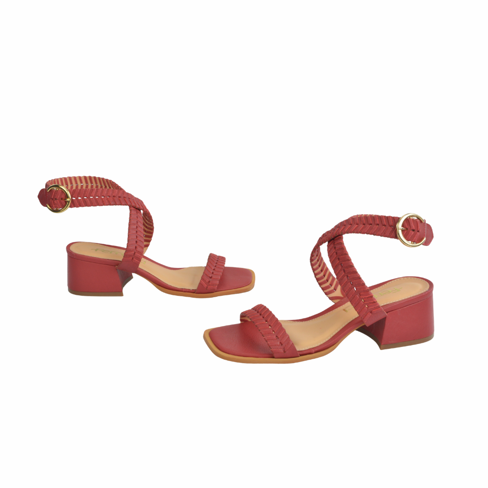 Sandalia Taco Bloque Detalle Handamade Cherry Cereja Ferrucci - vista 3
