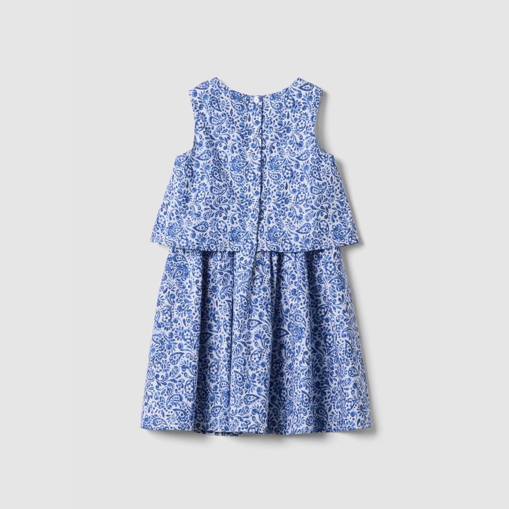 OVS | Vestido Corto Azul de Algodón Puro con Estampado Floral para Niña