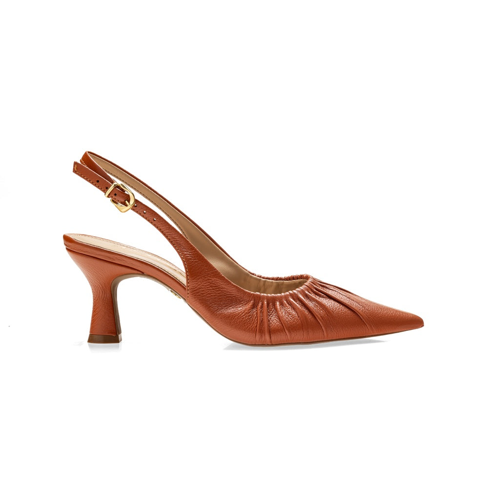 Ferrucci | Slingback Drapeado Tacón Copa Cuero