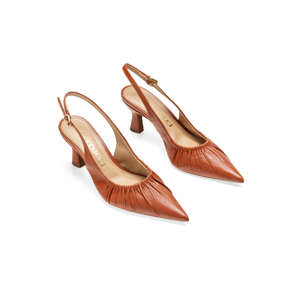 Ferrucci | Slingback Drapeado Tacón Copa Cuero