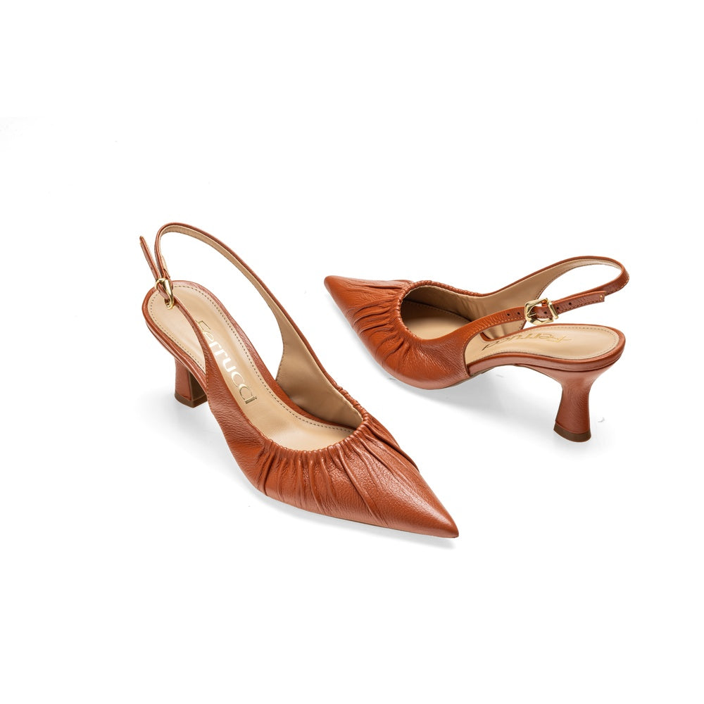 Ferrucci | Slingback Drapeado Tacón Copa Cuero
