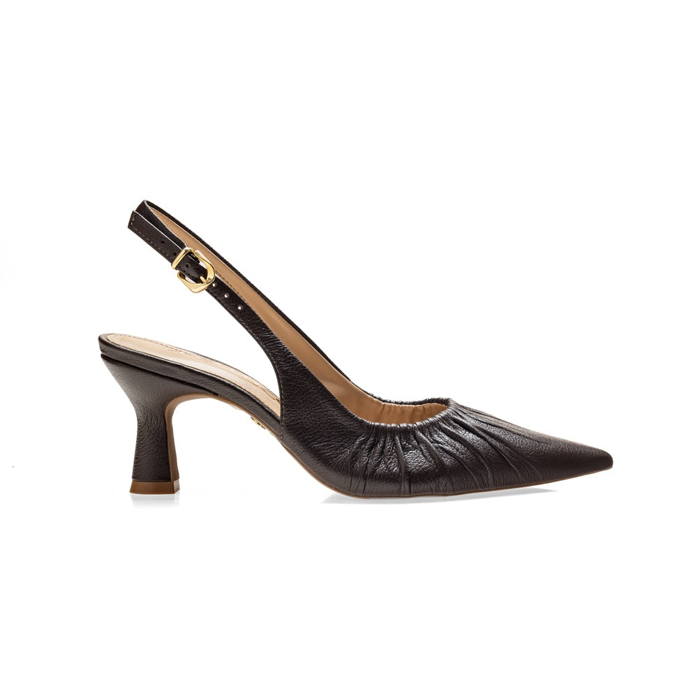 Ferrucci | Slingback Drapeado Tacón Copa Cuero