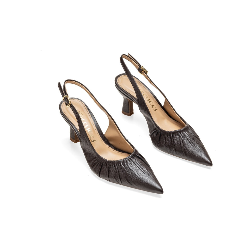 Ferrucci | Slingback Drapeado Tacón Copa Cuero