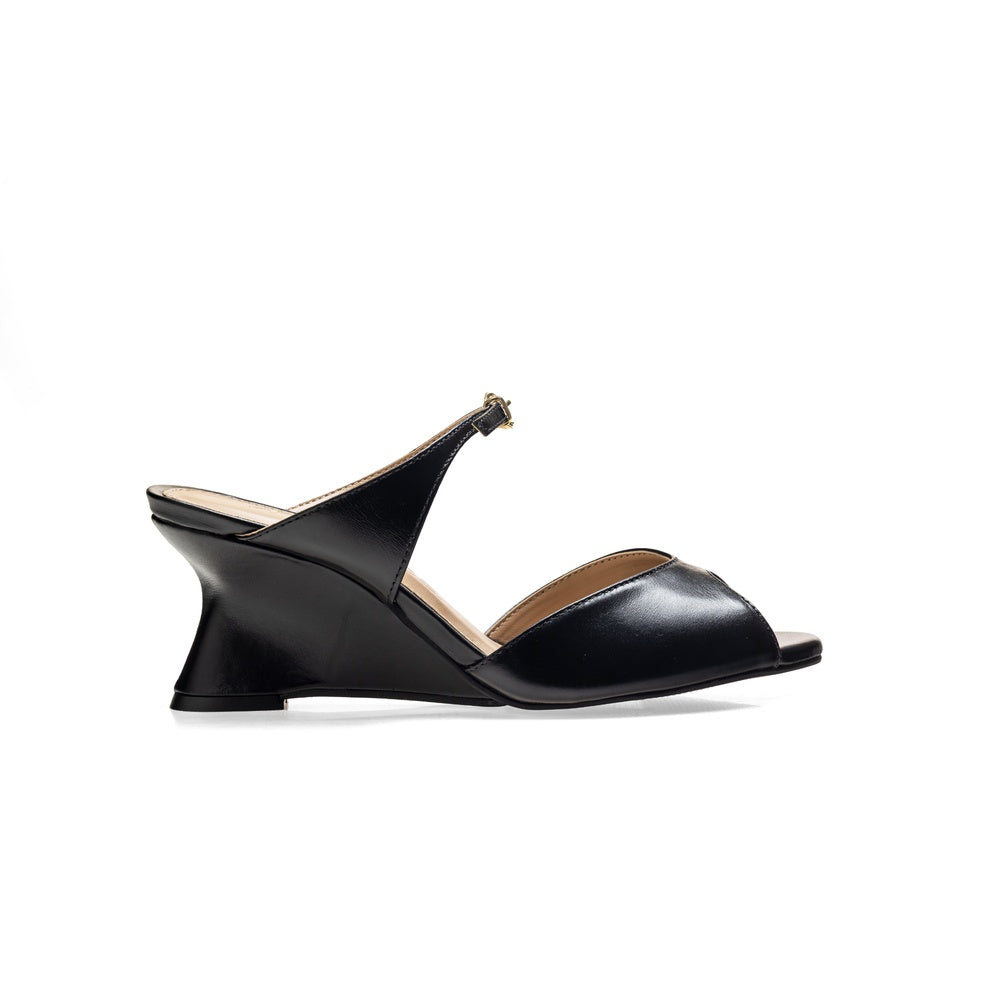 Ferrucci | Mule Tacón Cuña Cuero