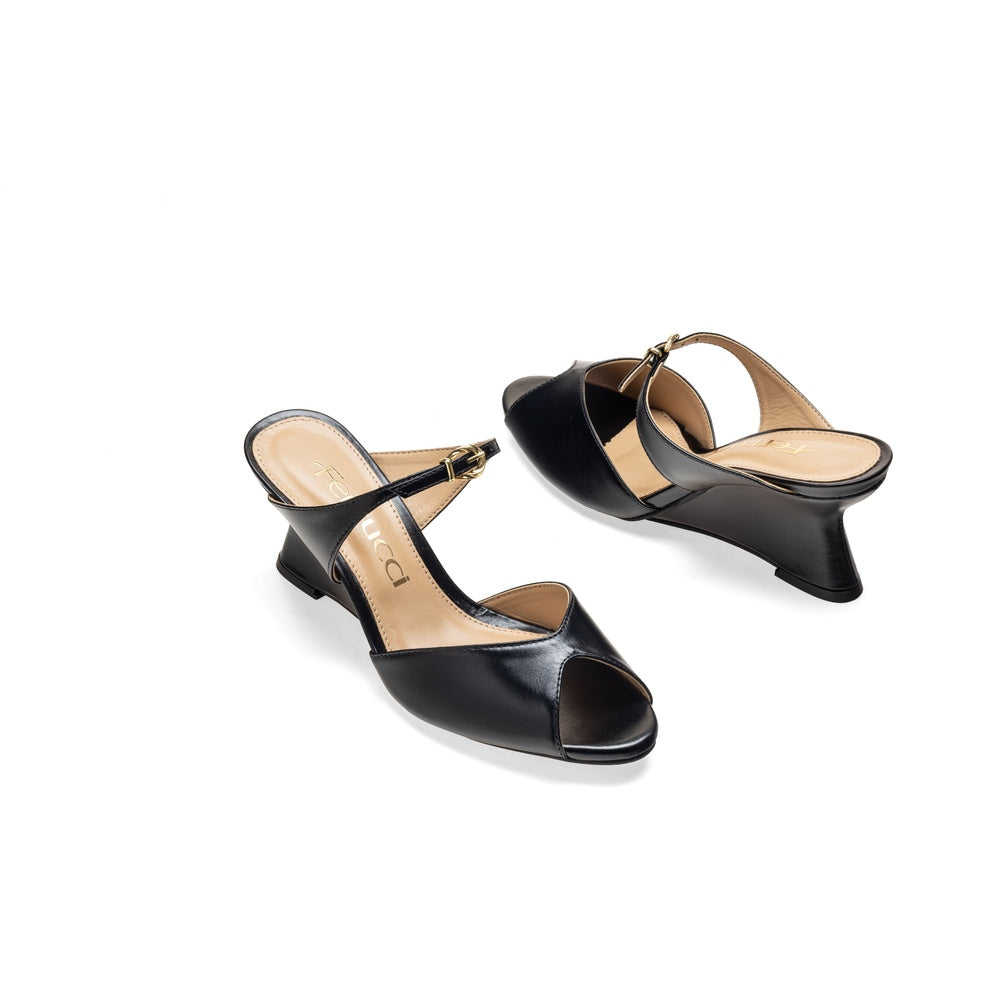 Ferrucci | Mule Tacón Cuña Cuero