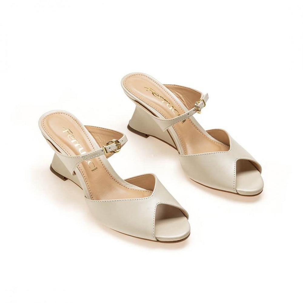 Ferrucci | Mule Tacón Cuña Cuero