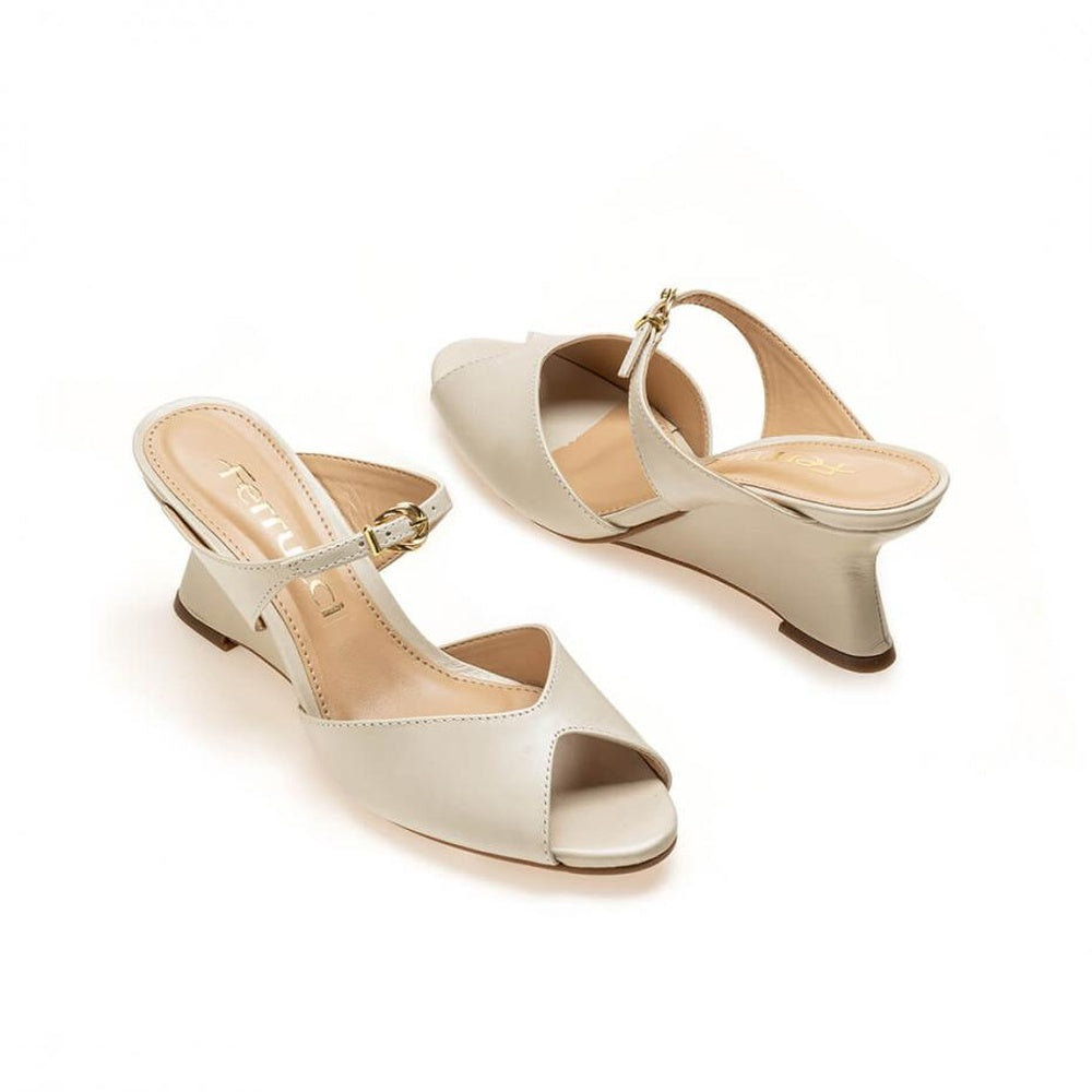 Ferrucci | Mule Tacón Cuña Cuero
