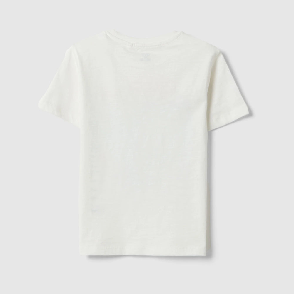 OVS | Camiseta blanca de algodón puro con estampado infantil