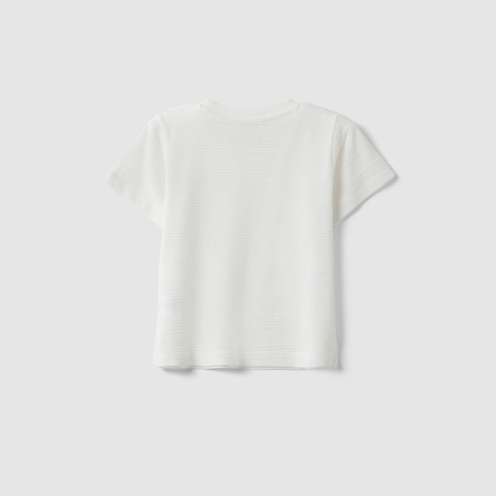 OVS | Camiseta Blanca de Mezcla de Algodón con Diseño a Rayas Infantil