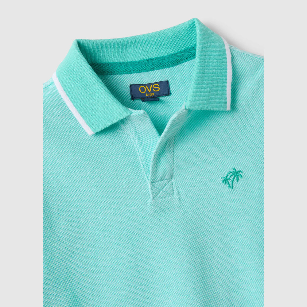 OVS | Polo azul claro de algodón puro con bordados infantil