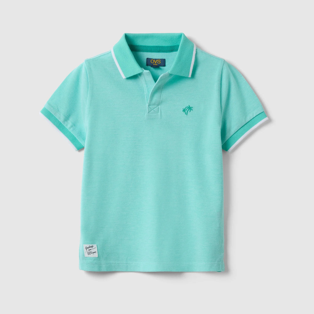 OVS | Polo azul claro de algodón puro con bordados infantil