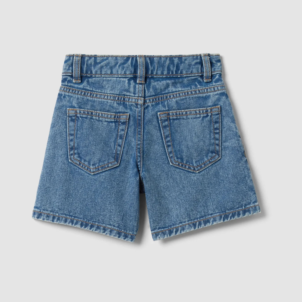 OVS | Shorts azules de denim de pierna ancha con bolsillos cargo para niña