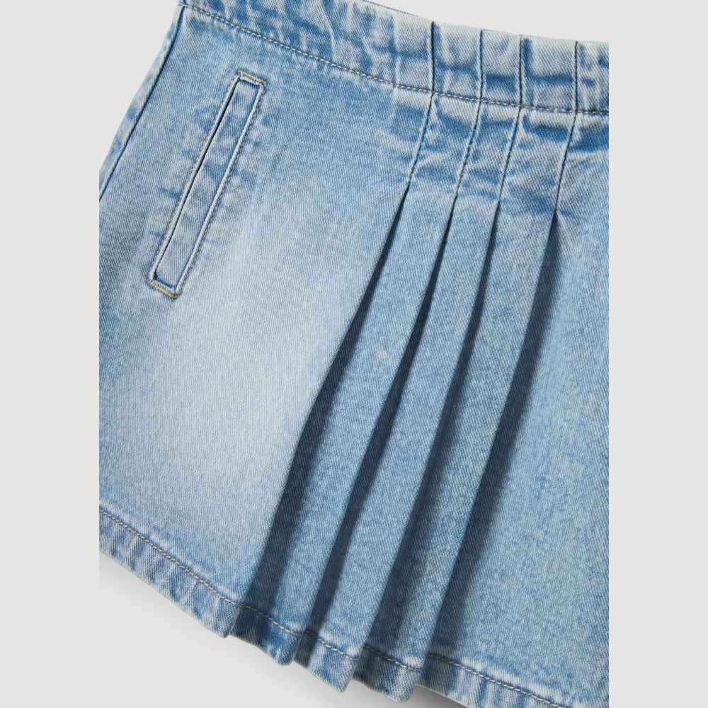 OVS | Falda azul claro de denim con diseño plisado para niña