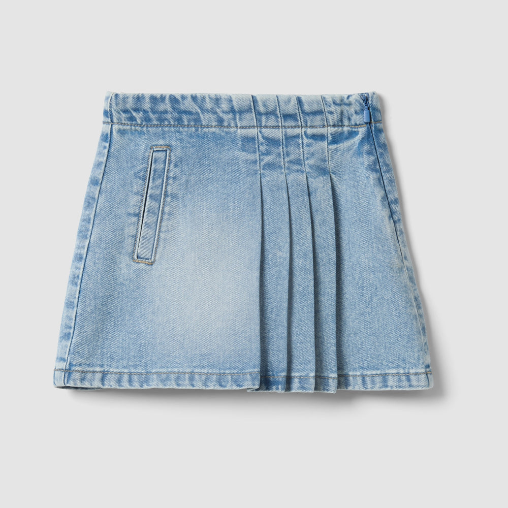OVS | Falda azul claro de denim con diseño plisado para niña
