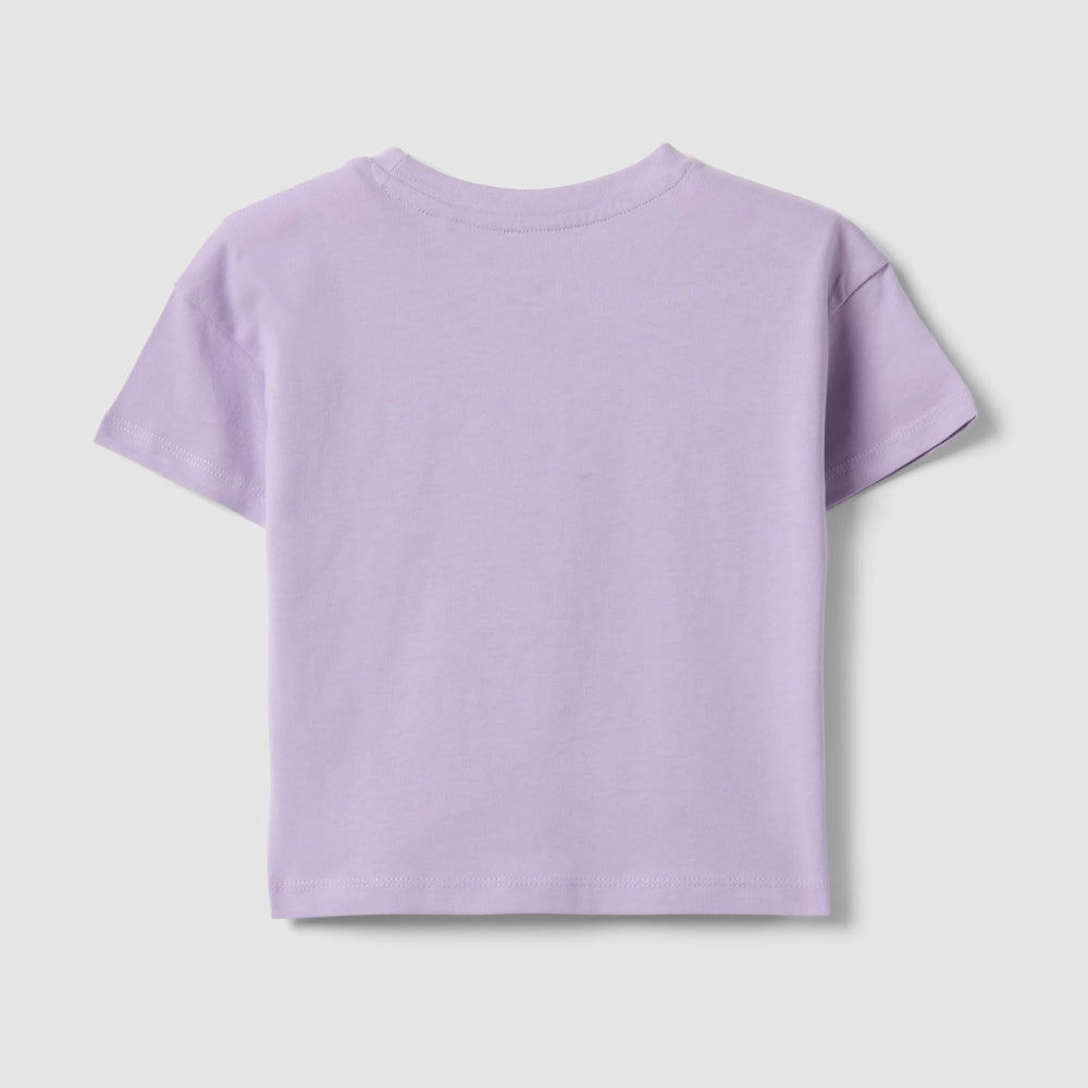 OVS | Camiseta morada de algodón puro con estampado para niña