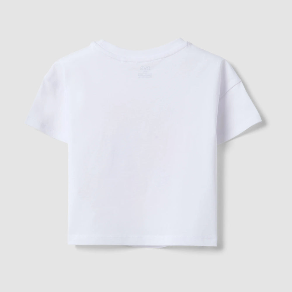 OVS | Camiseta blanca de algodón puro con estampado para niña