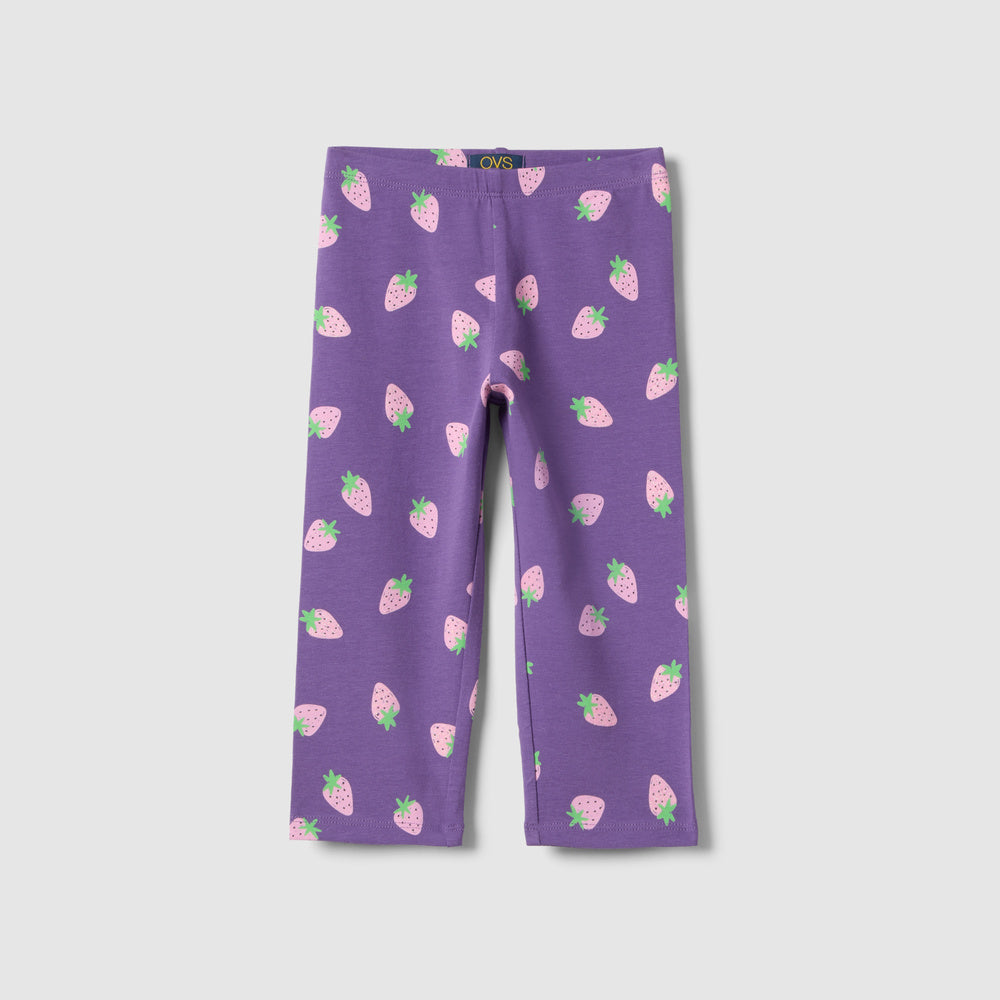 OVS | Leggings Morados de Algodón Orgánico Elástico de Corte Skinny para Niña