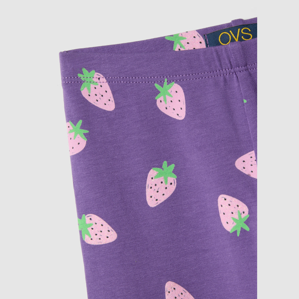 OVS | Leggings Morados de Algodón Orgánico Elástico de Corte Skinny para Niña
