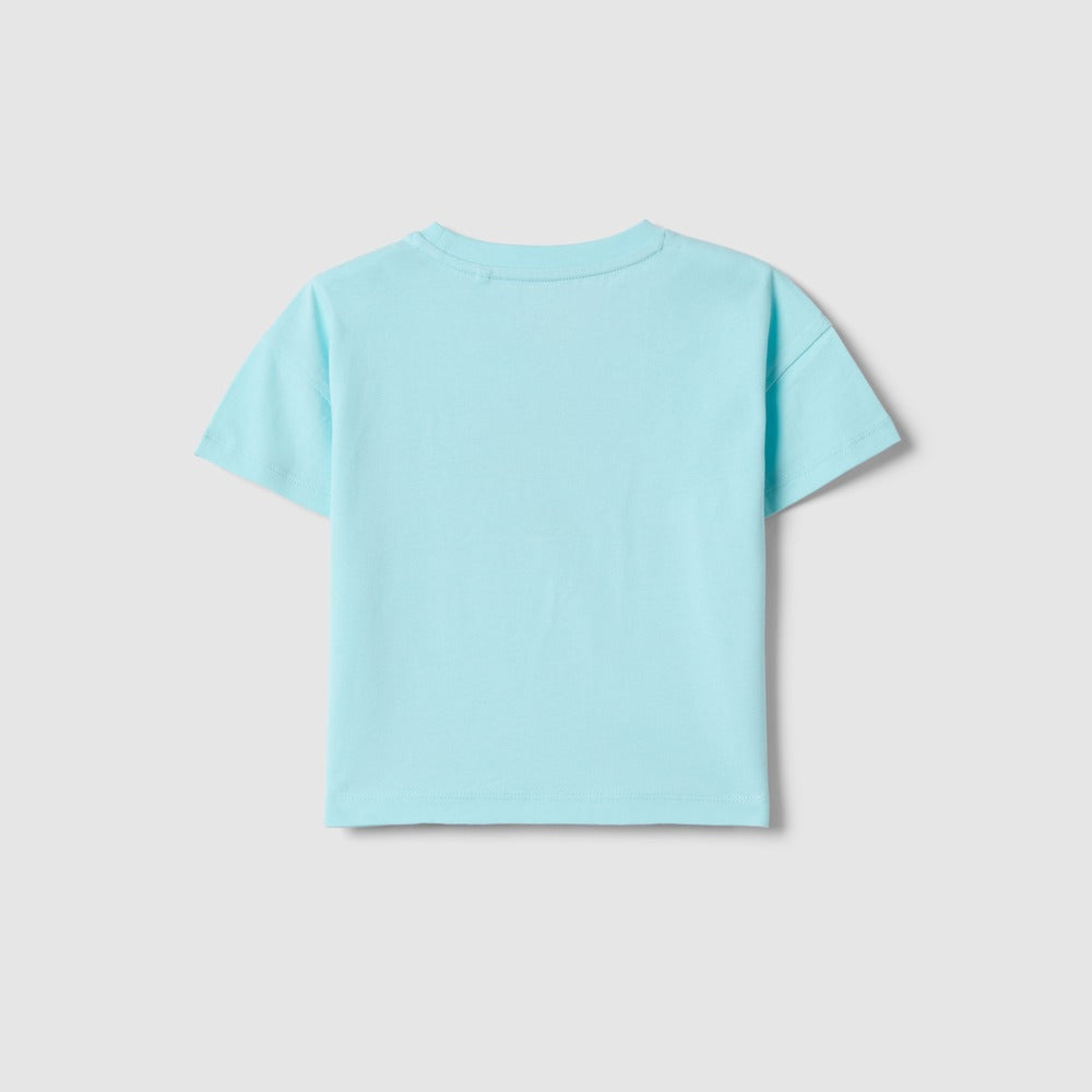 OVS | Camiseta Azul de Algodón con Estampado Gráfico para Niña