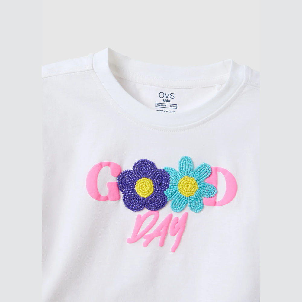 OVS | Camiseta de corte boxy con cuentas para niña