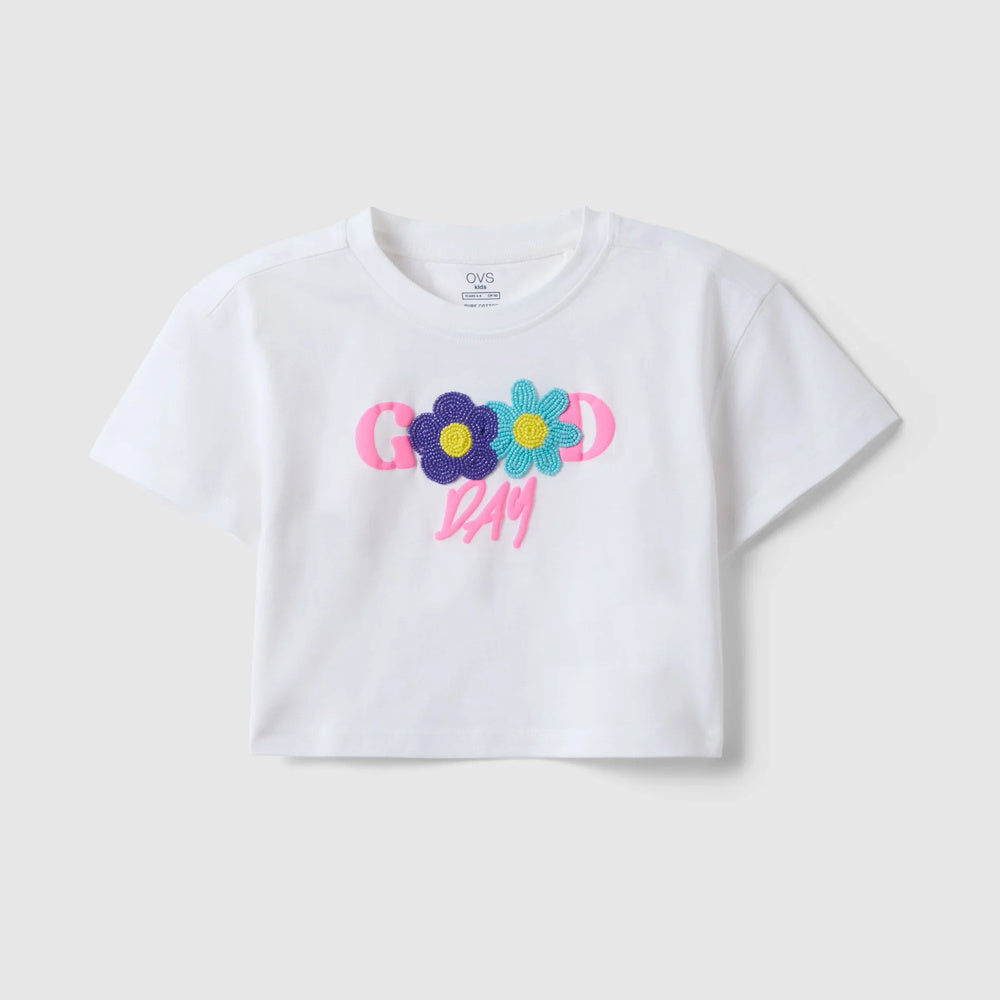 OVS | Camiseta de corte boxy con cuentas para niña