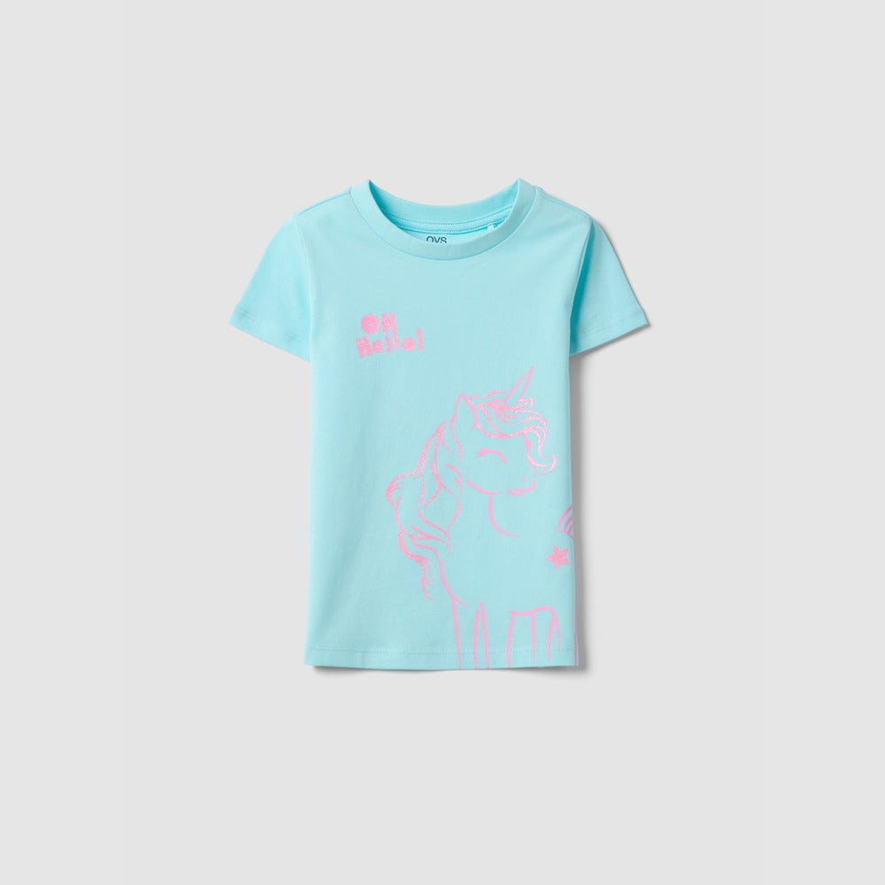 OVS | Camiseta de Algodón Puro con Detalle de Unicornio para Niña