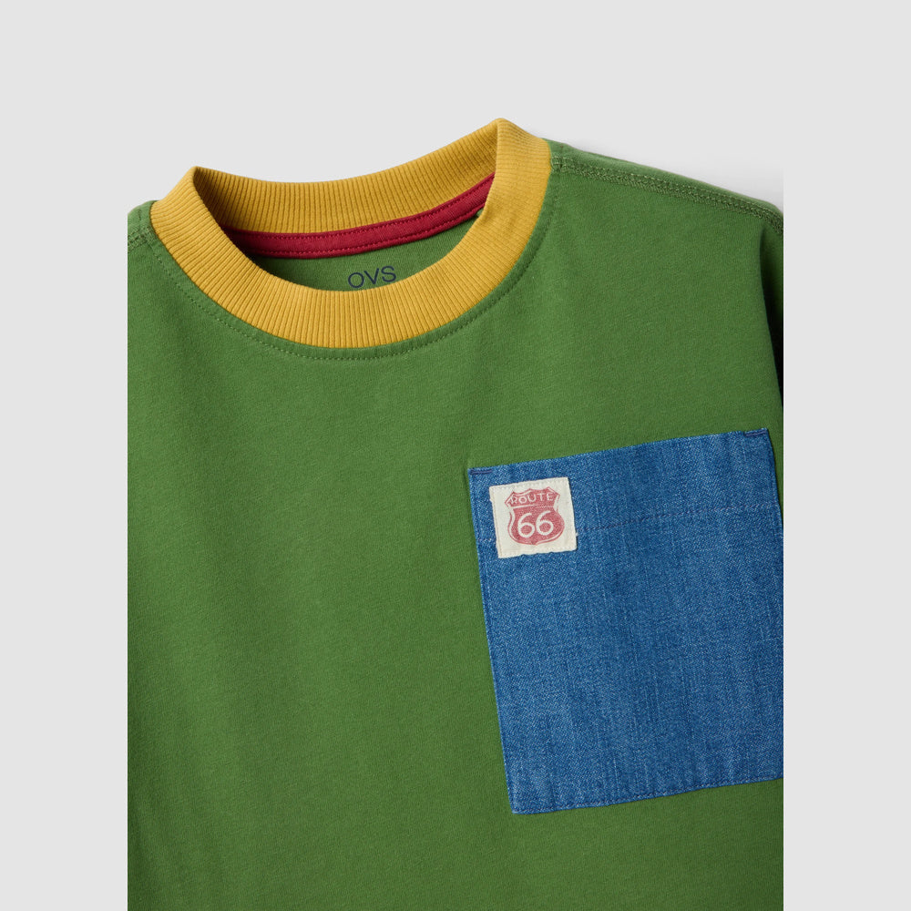 OVS | Camiseta verde de algodón puro de manga corta para niño