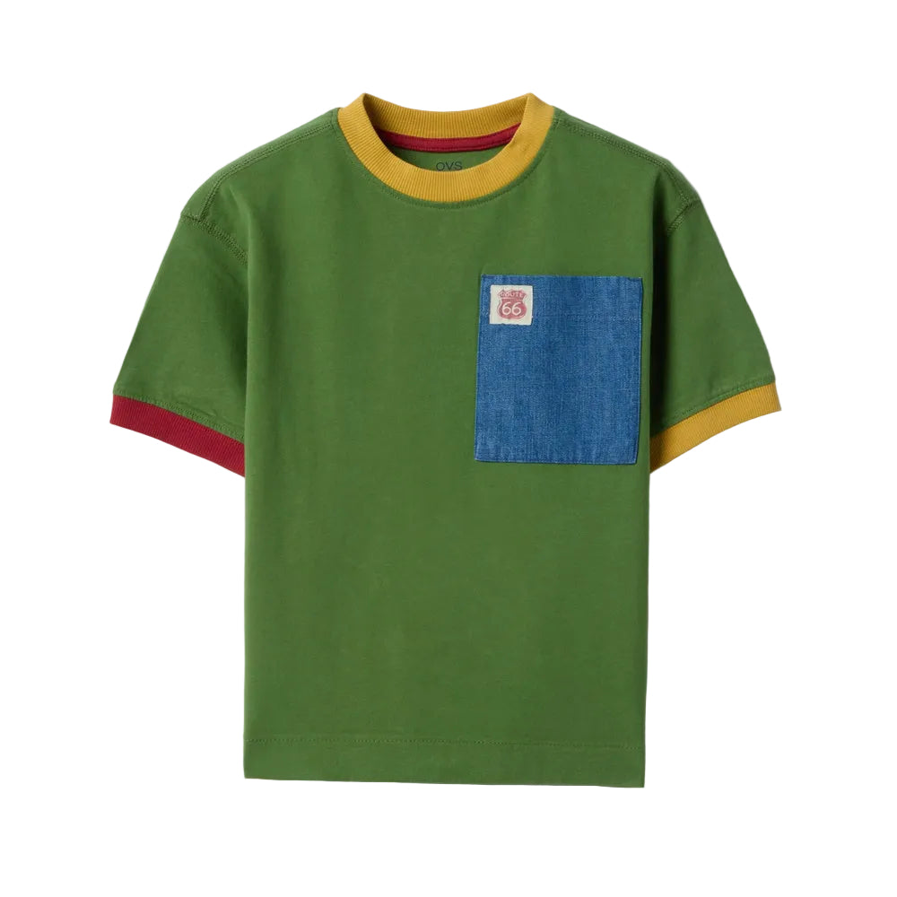 OVS | Camiseta verde de algodón puro de manga corta para niño